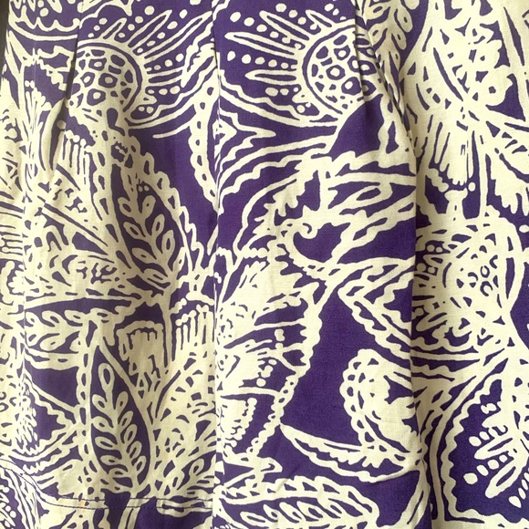 LOFT by ANN TAYLOR Purple Cream Linen Blend Above Knee Pleated Swing Skirt - 4 - Picture 3 of 4